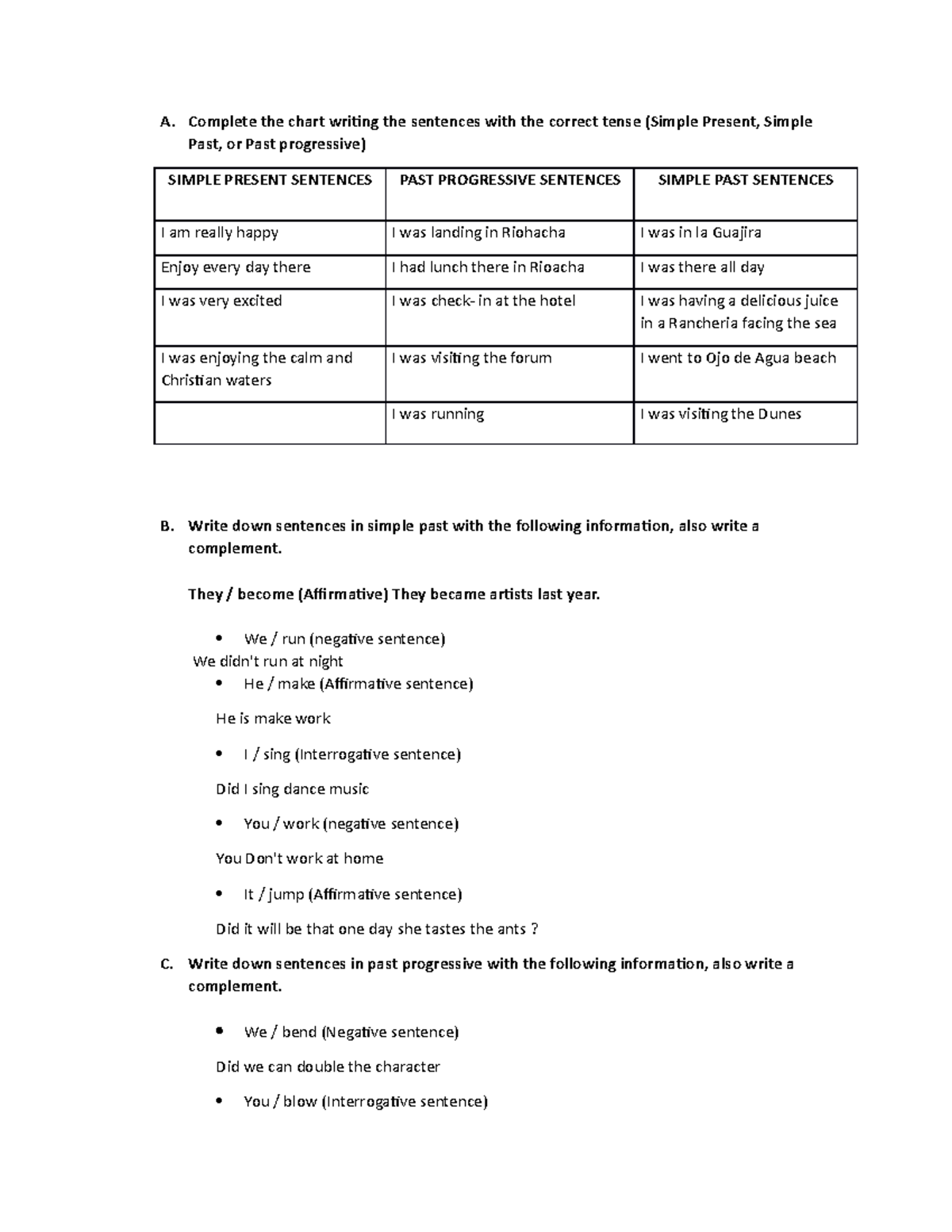 complete-the-chart-writing-the-sentences-with-the-correct-tense-a