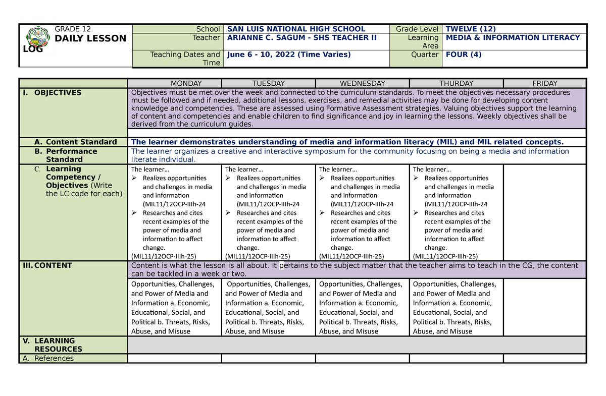 DLL MIL COT - DLL In Media And Information Literacy, This Is A Detailed ...