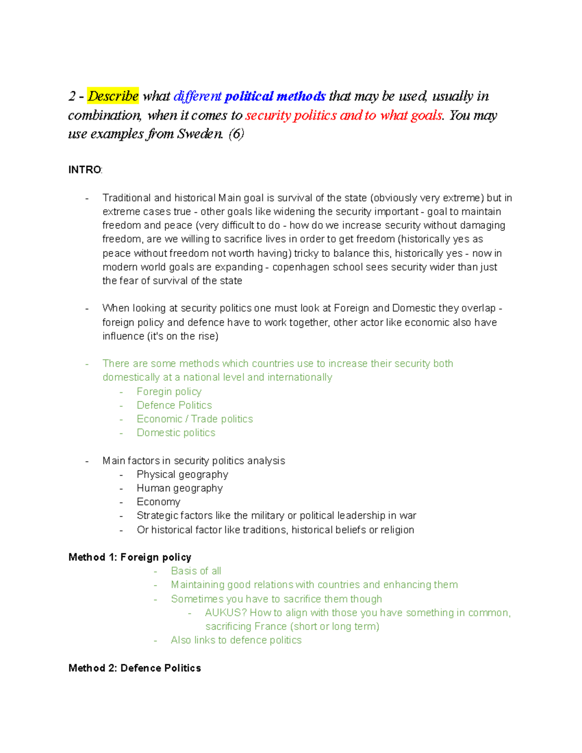 Different Political Methods - 2 - Describe whatdifferent political ...