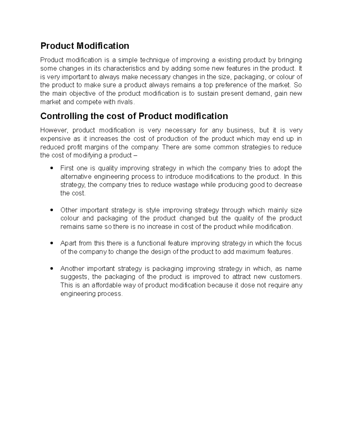 Group 8 Product modification Product Modification Product