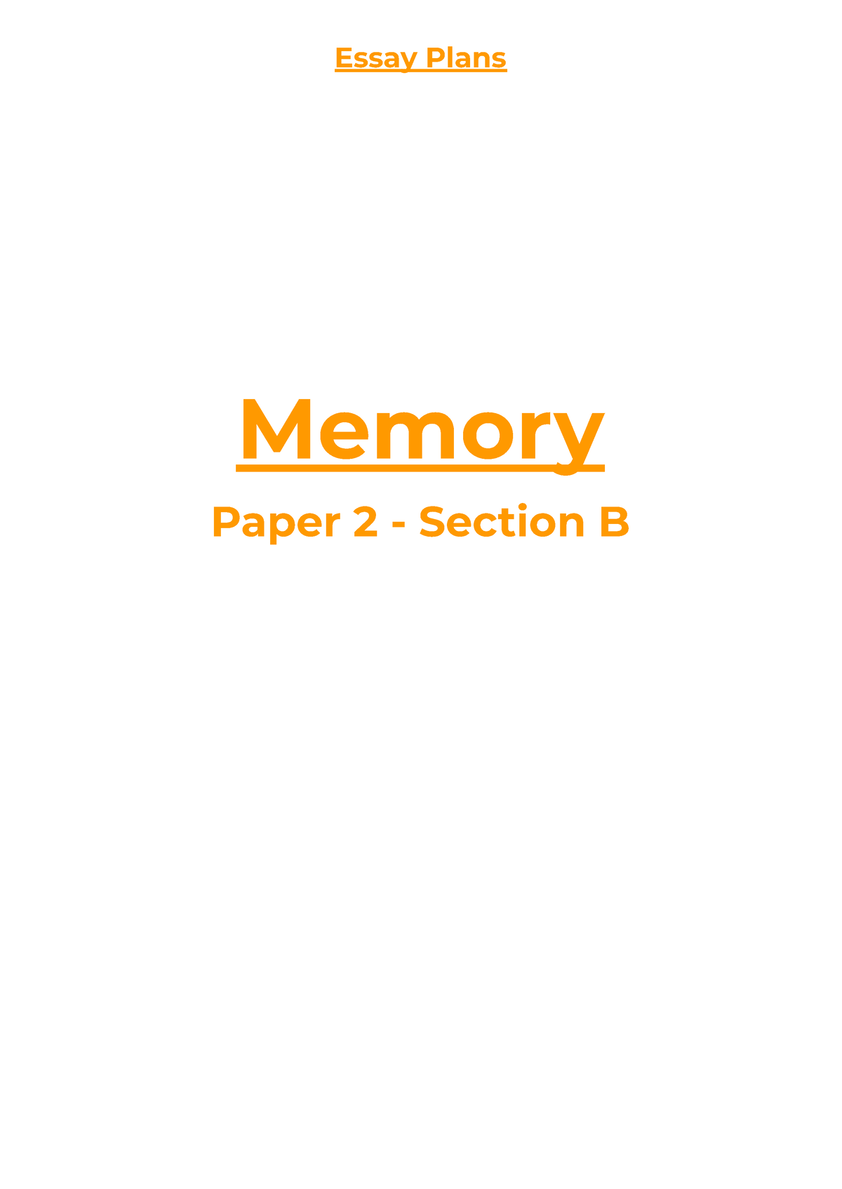 memory essay plans