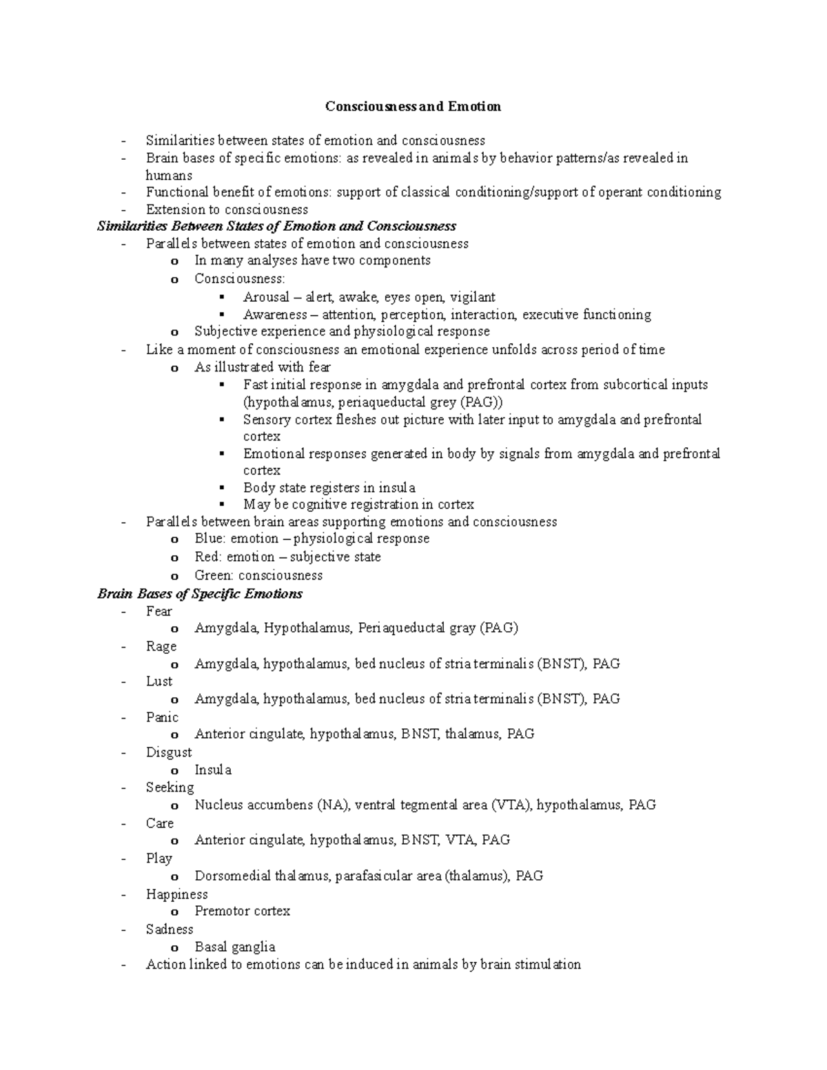 Consciousness - Exam 3 - study guide for exam 3 - Consciousness and ...