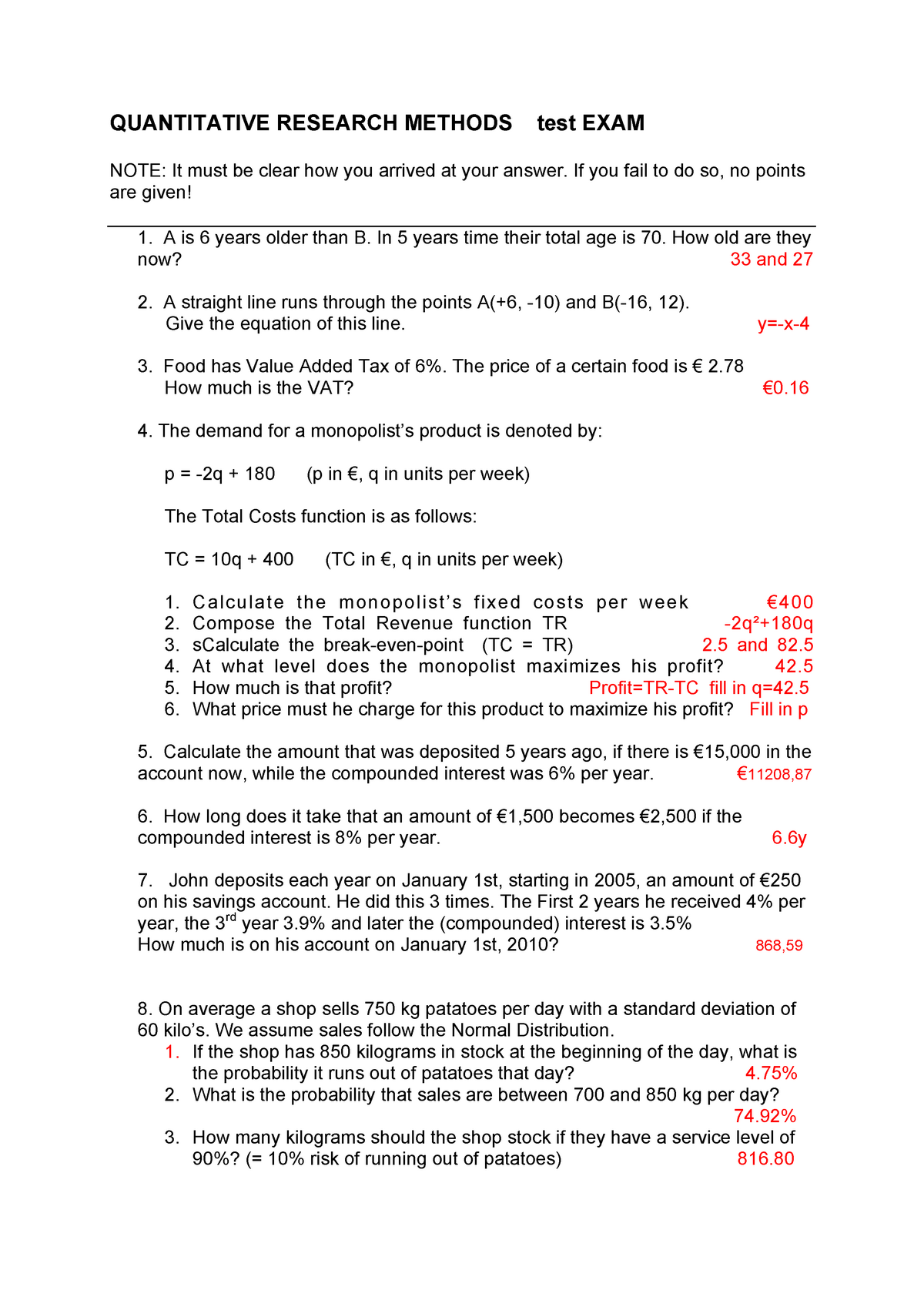 quantitative research exam questions and answers