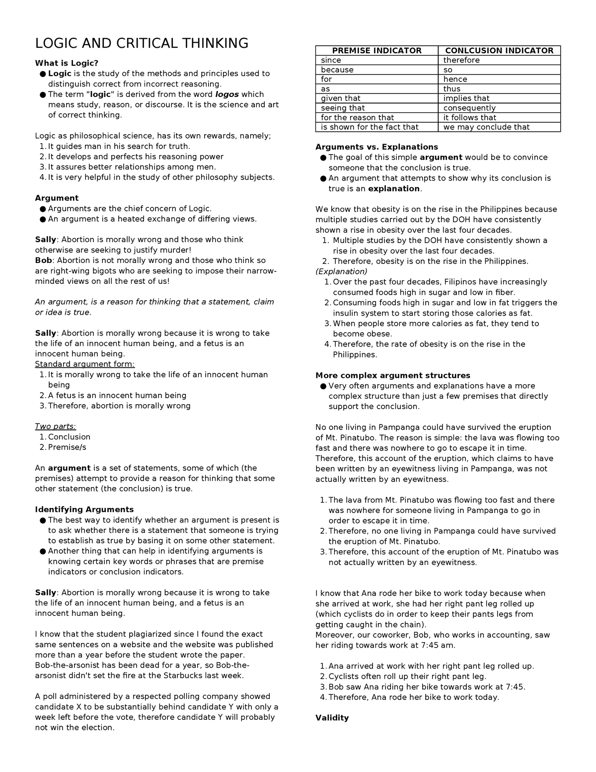 Logic and Critical Thinking - LOGIC AND CRITICAL THINKING What is Logic ...