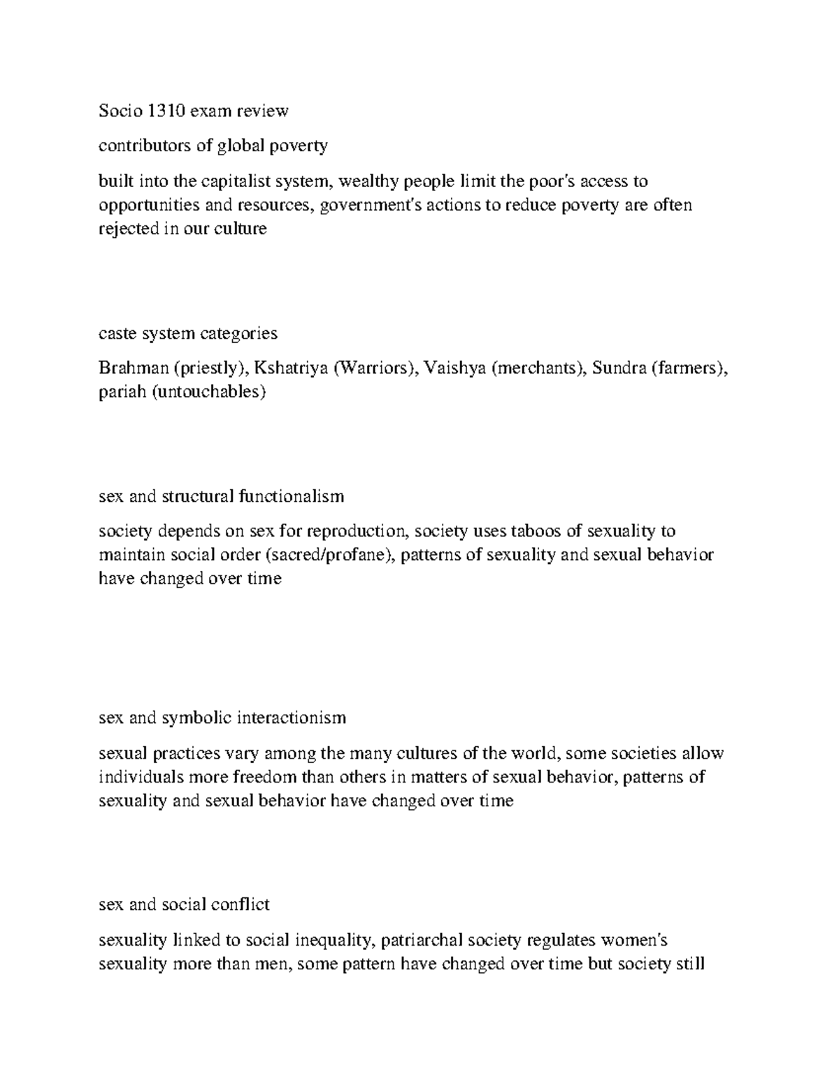 Socio 1310 exam review - Socio 1310 exam reviewcontributors of global ...