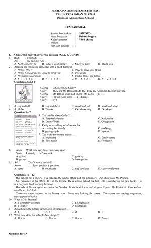 Modul B.ing Kelas 7 - For Learning - MODUL AJAR BAHASA INGGRIS FASE D ...