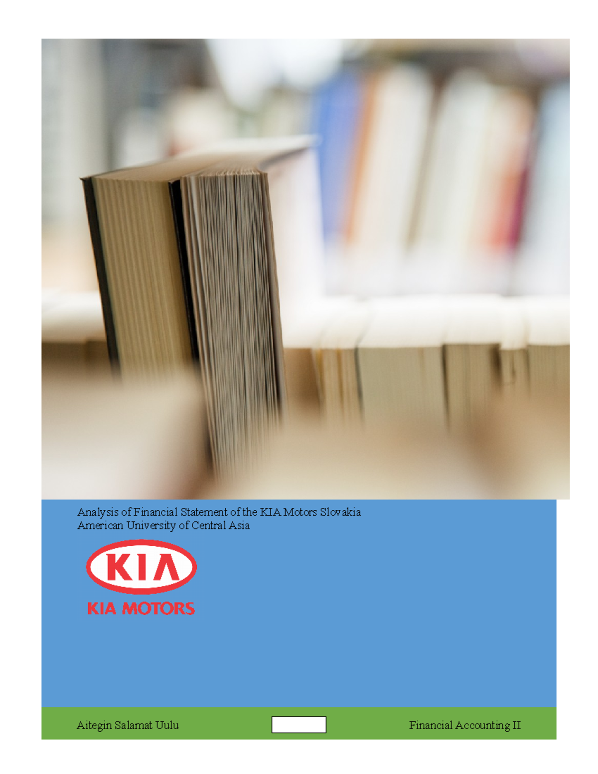 Aitegins` paper (Kia motors) Fin Acc II - Analysis of Financial ...