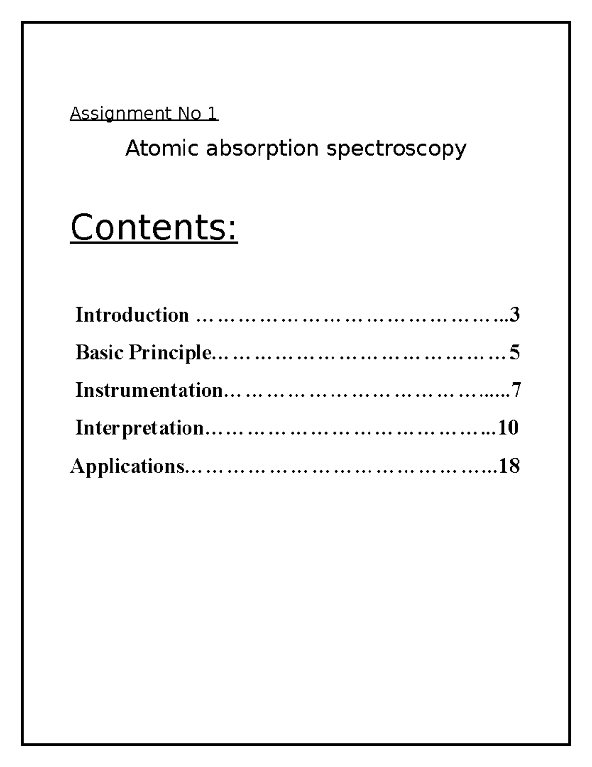 Instruu (1) (1) - Instrumental Chemistry - Assignment No 1 Atomic ...