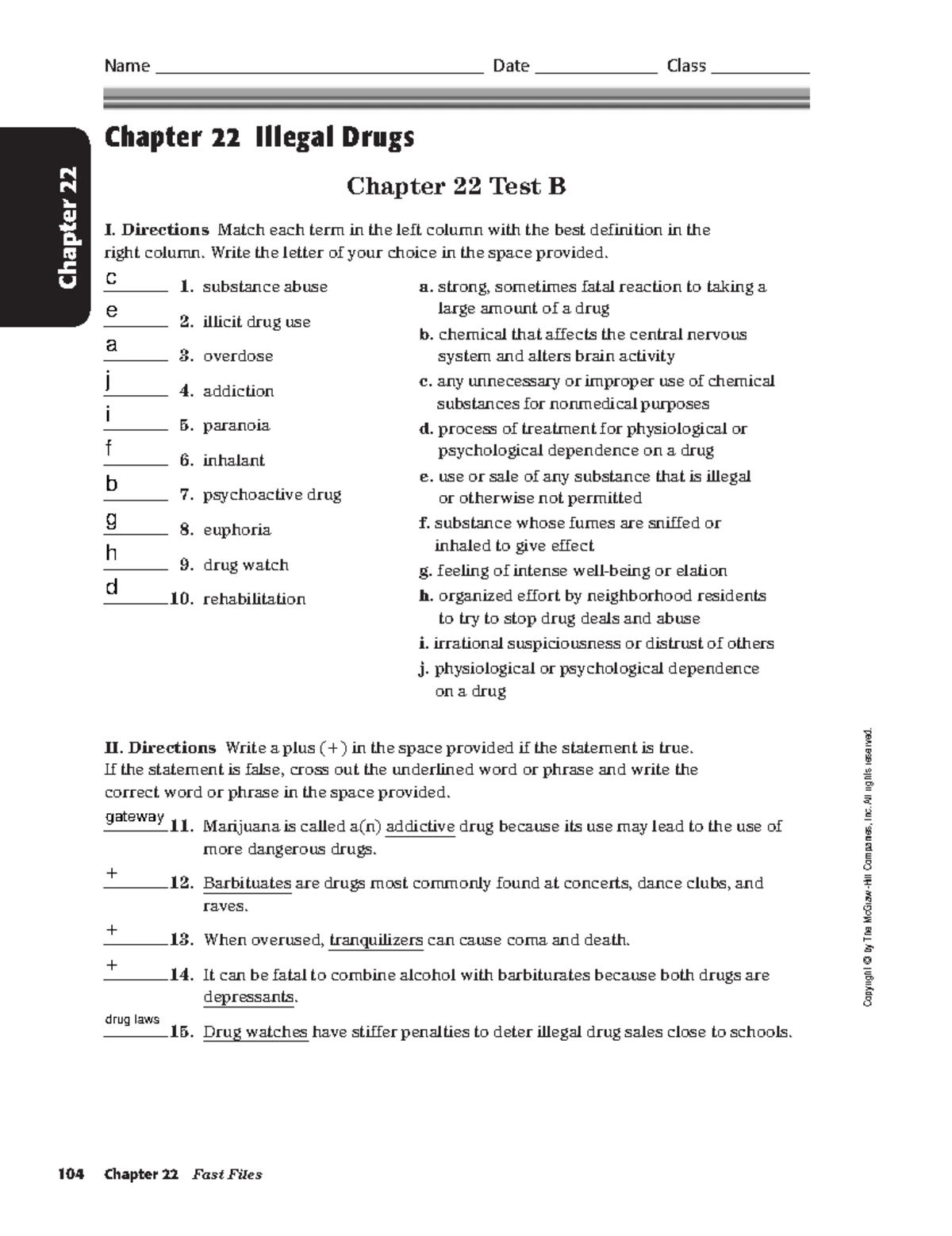 Ch 22 Test B - Test - 104 Chapter 22 Fast Files Name