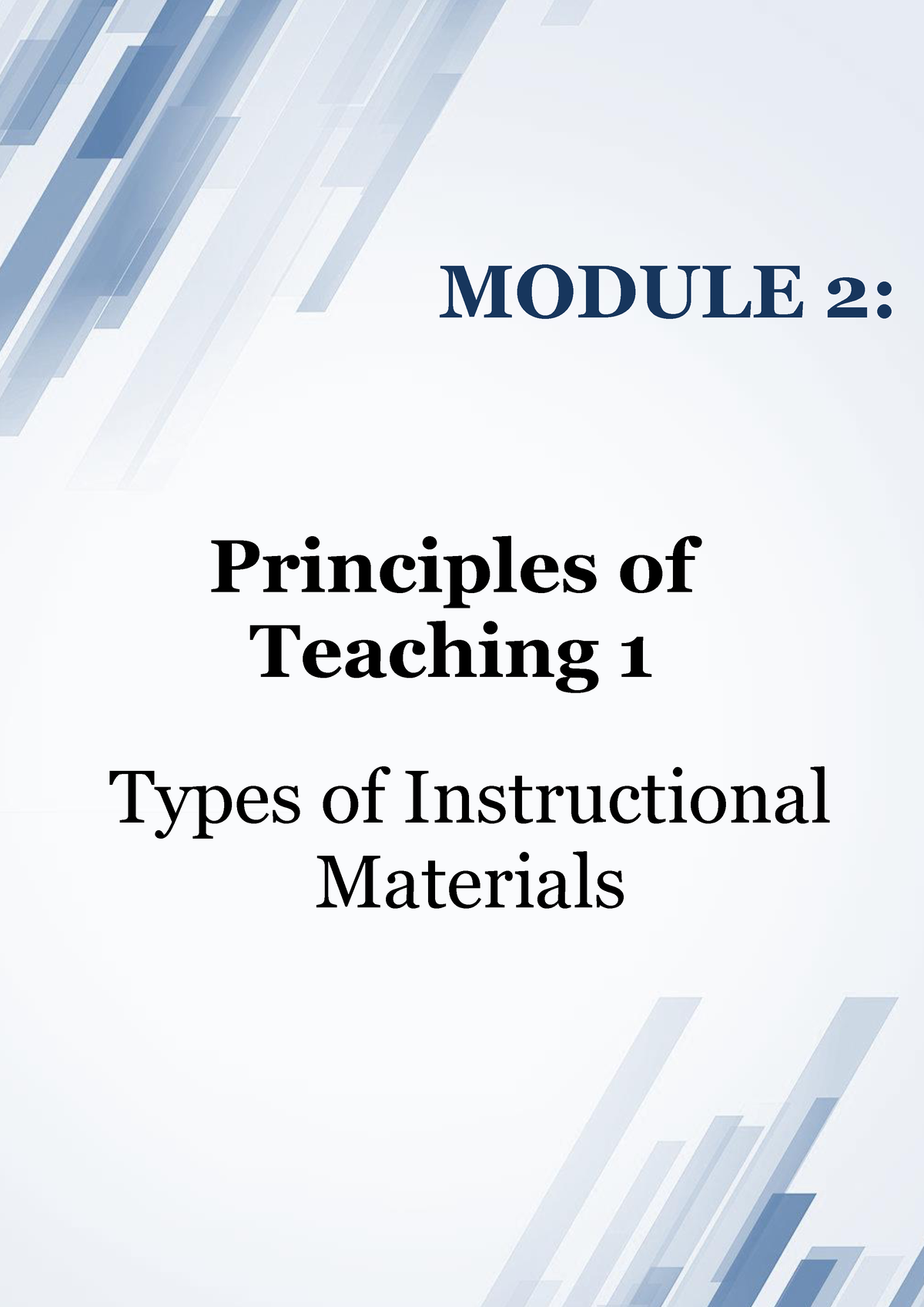 Instructional Materials Module Module 2 Principles Of Teaching 1 Types Of Instructional 5988