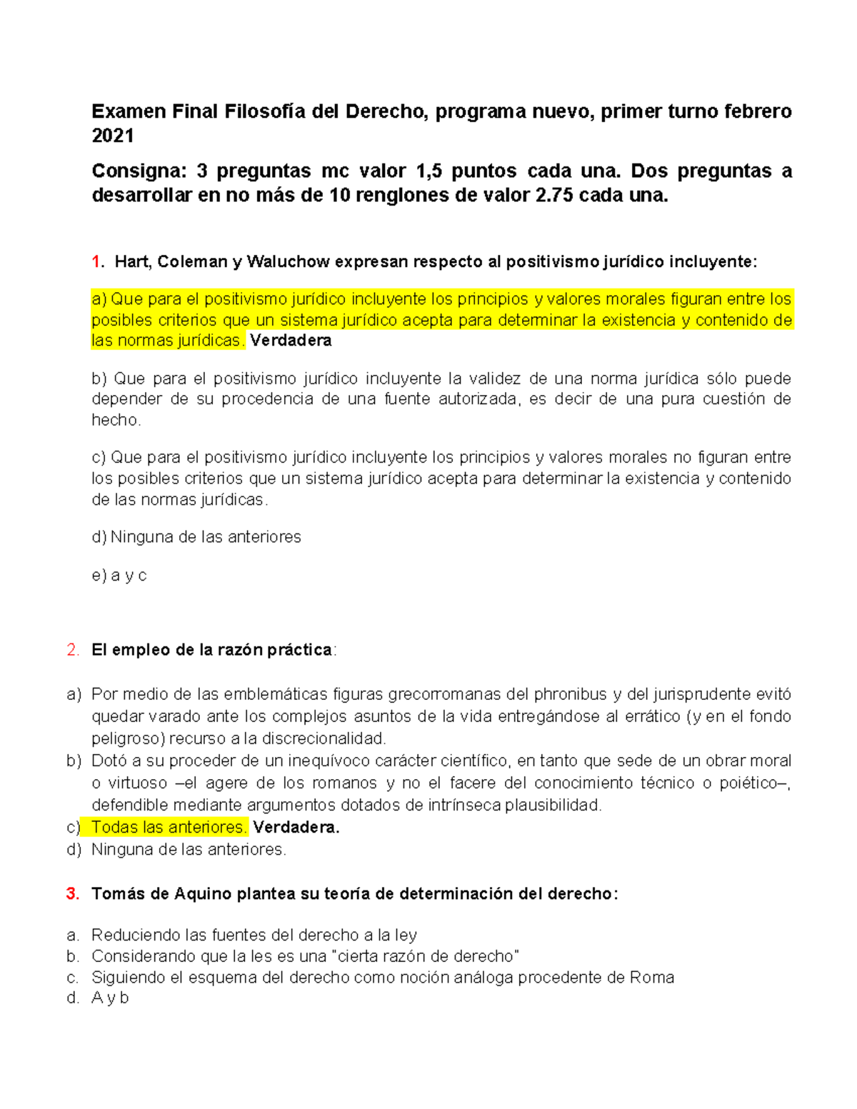 Final - Filosofia DEL Derecho - Aprobado 8 - Febrero 2021 - Examen ...