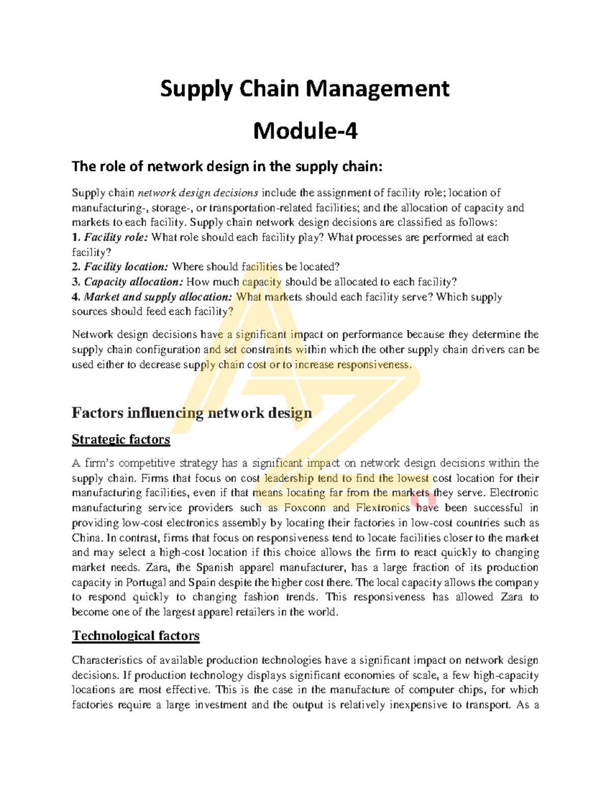 SCM Mod4 Az Documents Supply Chain Management Module The Role Of 