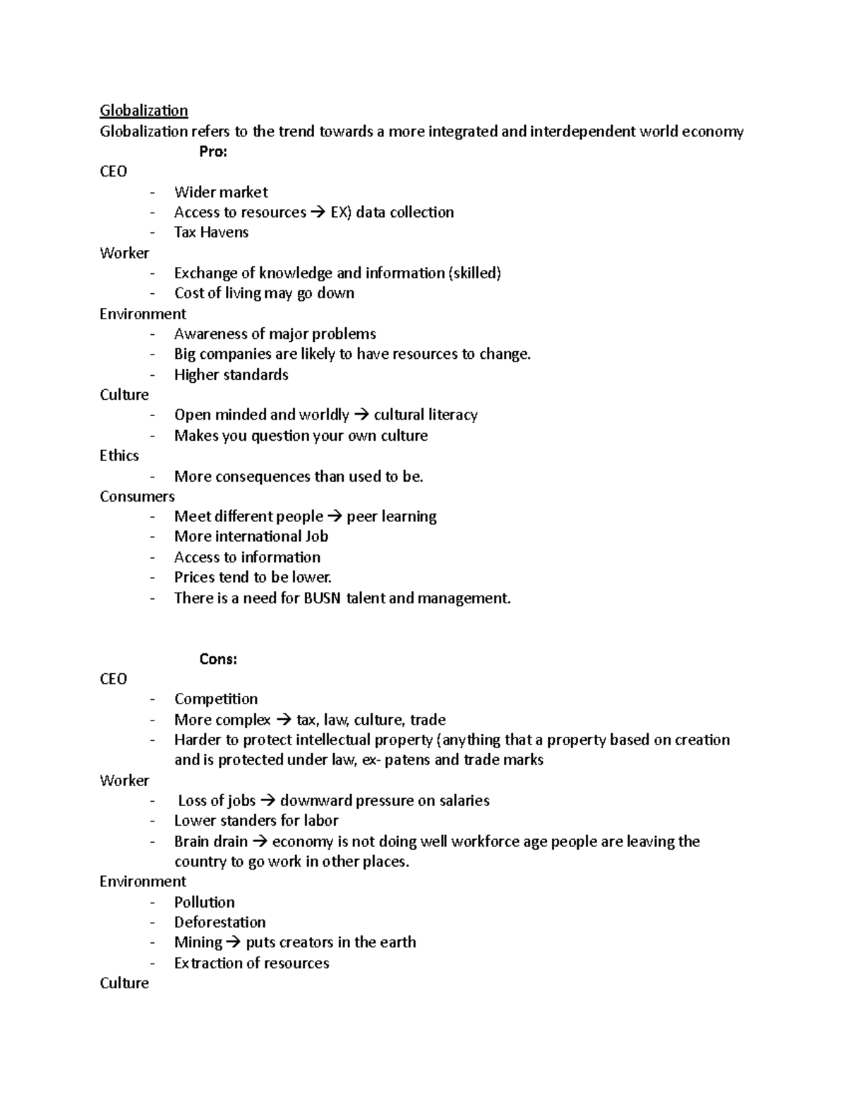 INTB notes - Summary International Business - Globalization ...