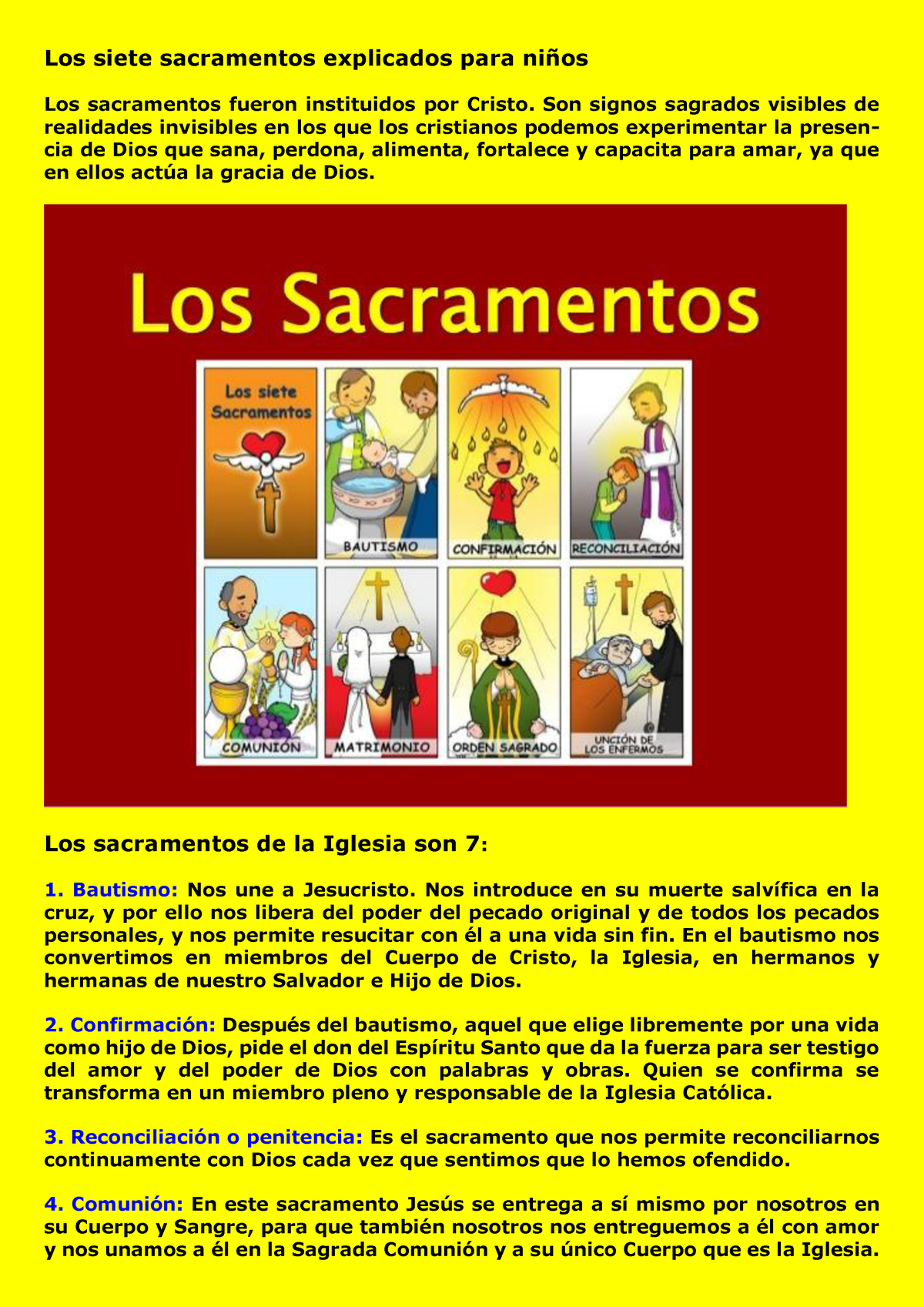 Los sacramentos explicados para niños - Los siete explicados para niños Los sacramentos - StuDocu