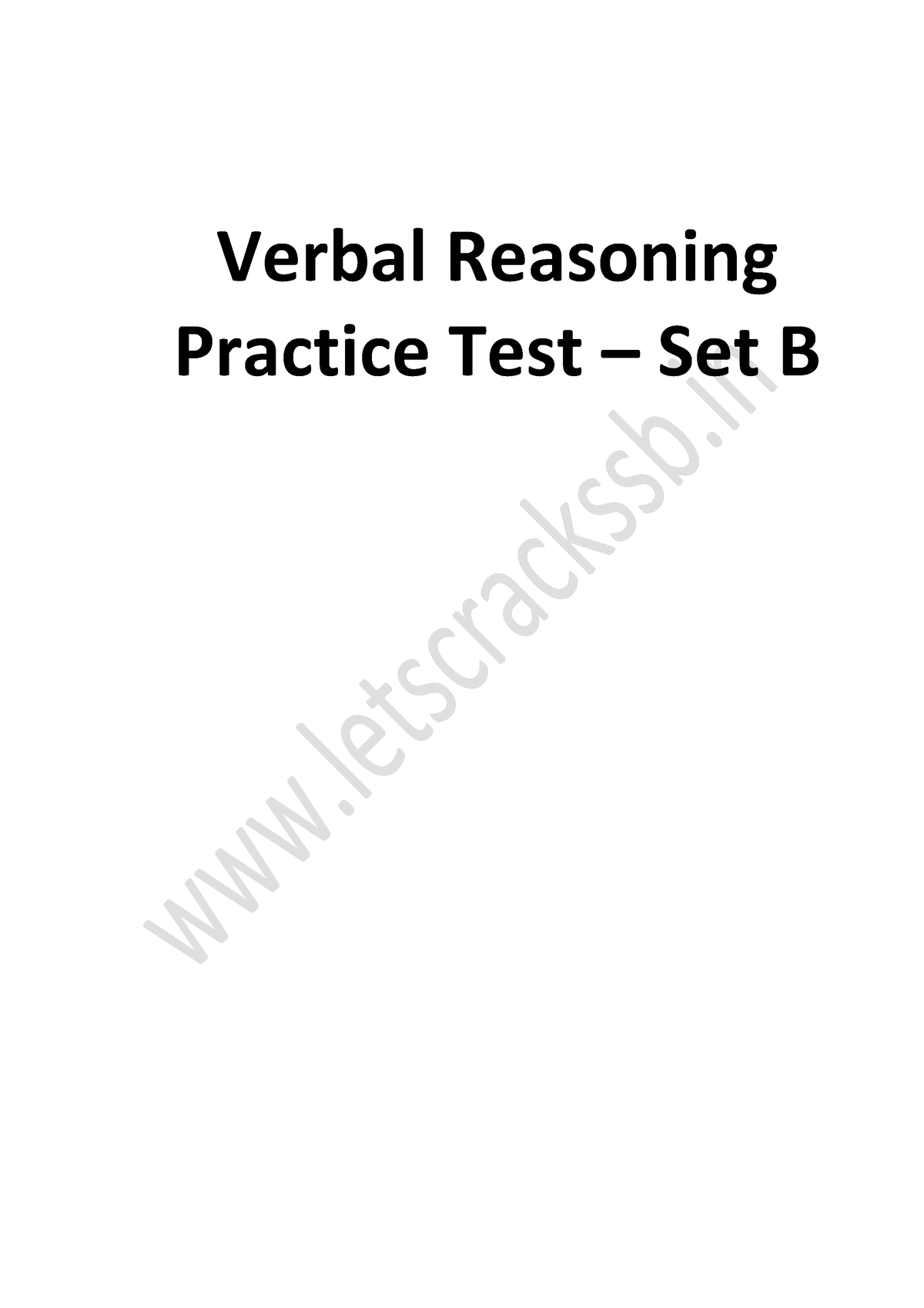 Verbal Reasoning Practice Test Set B - Verbal Reasoning Practice Test ...