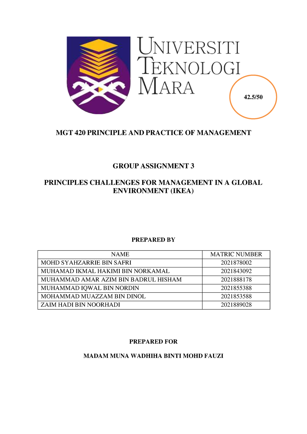 contoh assignment mgt 420 uitm