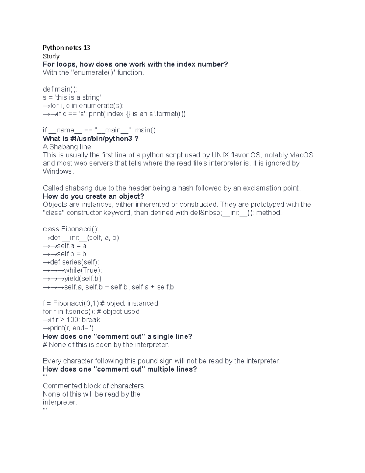 Python notes 14 - Python notes 13 Study For loops, how does one work ...