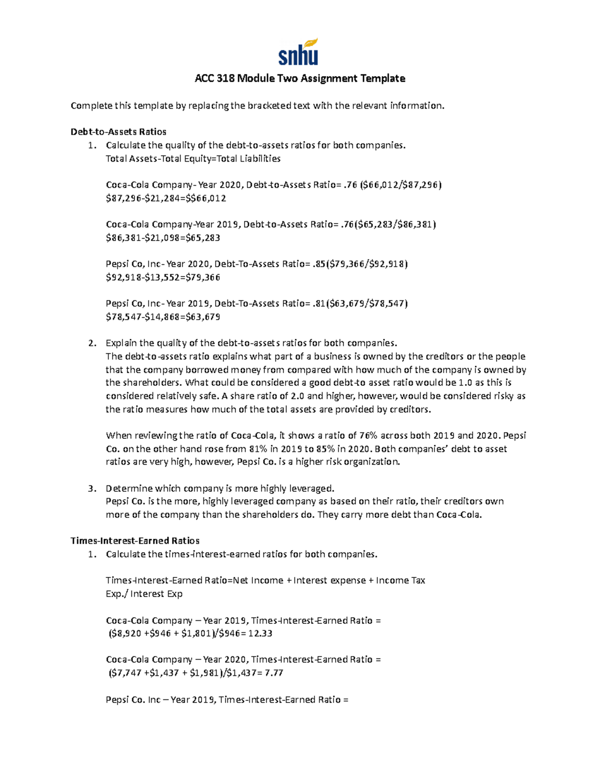 ACC 318 Module Two Assignment Template - ACC 318 Module Two Assignment ...