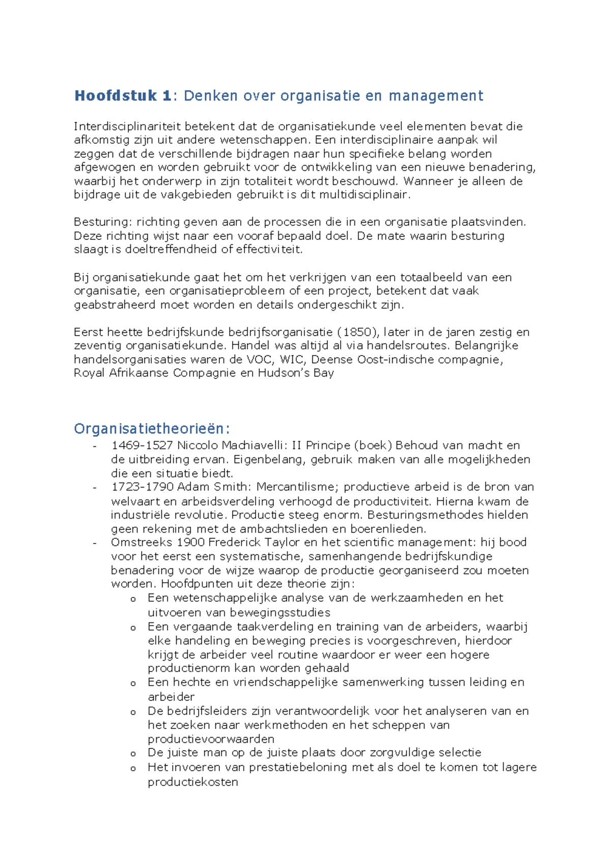 Samenvatting Een Praktijkgerichte Benadering Van Organisatie En ...