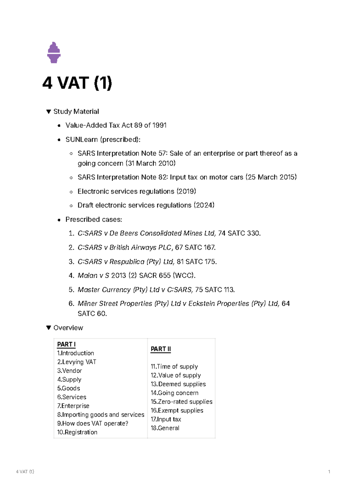 Value-Added Tax - 4 VAT (1) Study Material Value-Added Tax Act 89 of ...