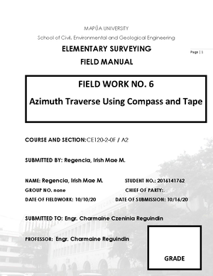 FW3 - Surveying Lab Report - ELEMENTARY SURVEYING FIELD MANUAL 2006 ...