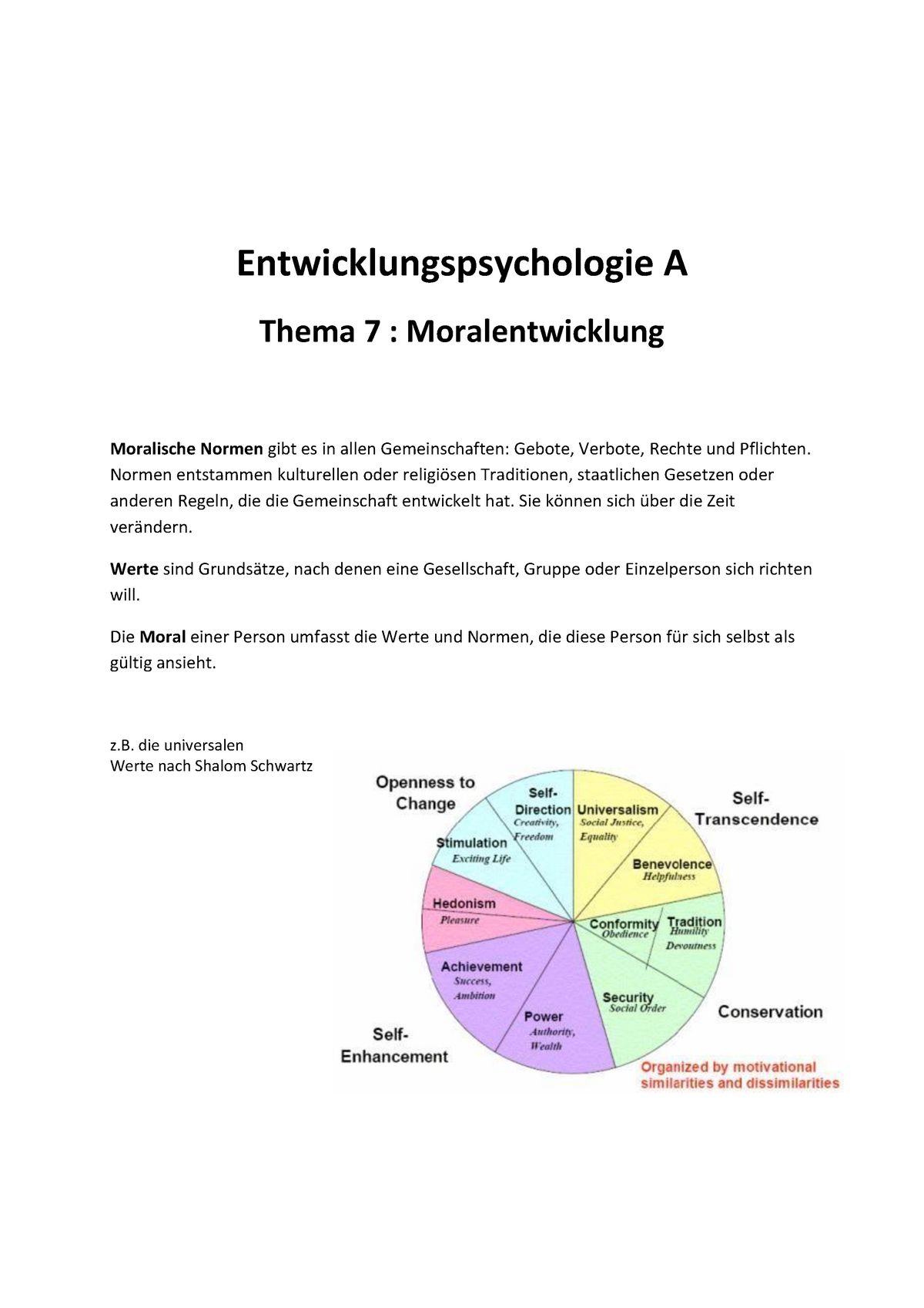 Entwicklungspsychologie A Einheit 7 Moralentwicklung ...