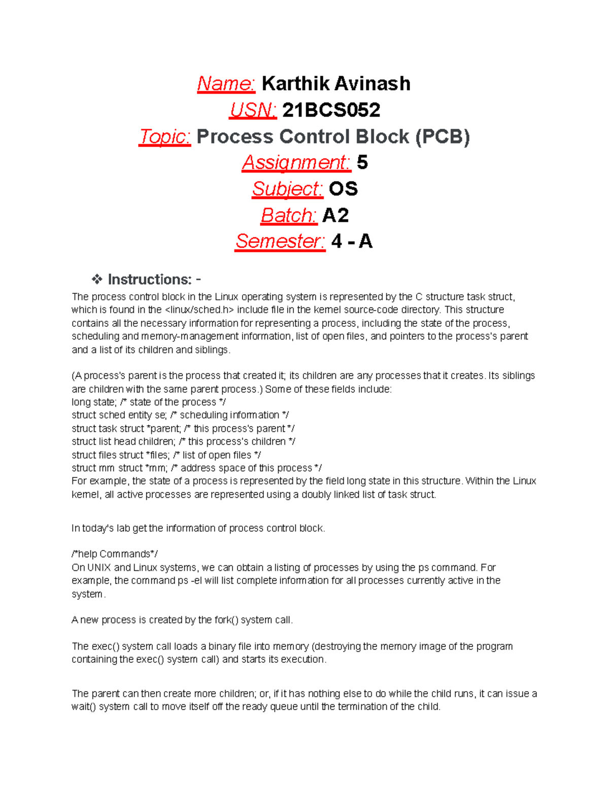 assignment for simply upoading - Name: Karthik Avinash USN: 21BCS Topic ...