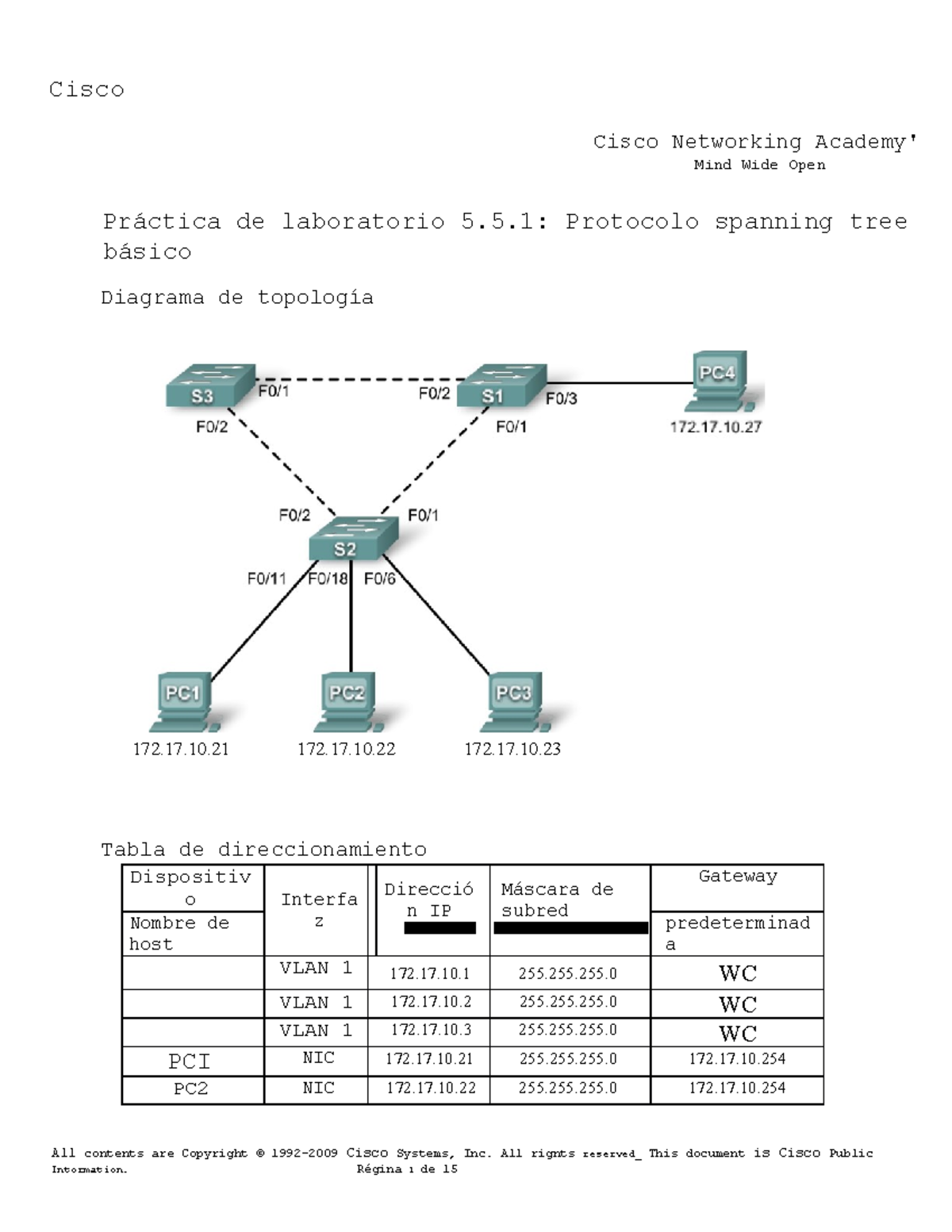 Tarea 5 Lab 5.5.1 Basic Spanning tree protocol Cisco Cisco Networking