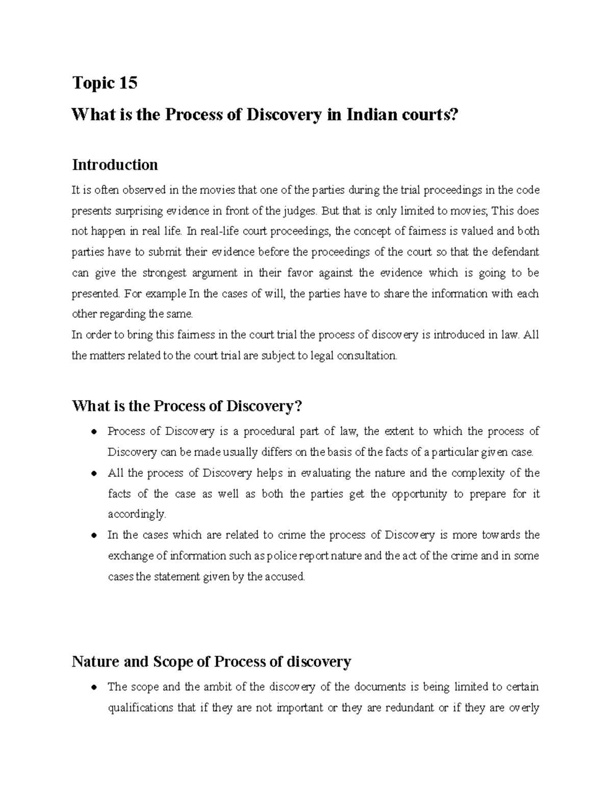 Topic 15Process of Discovery Topic 15 What is the Process of