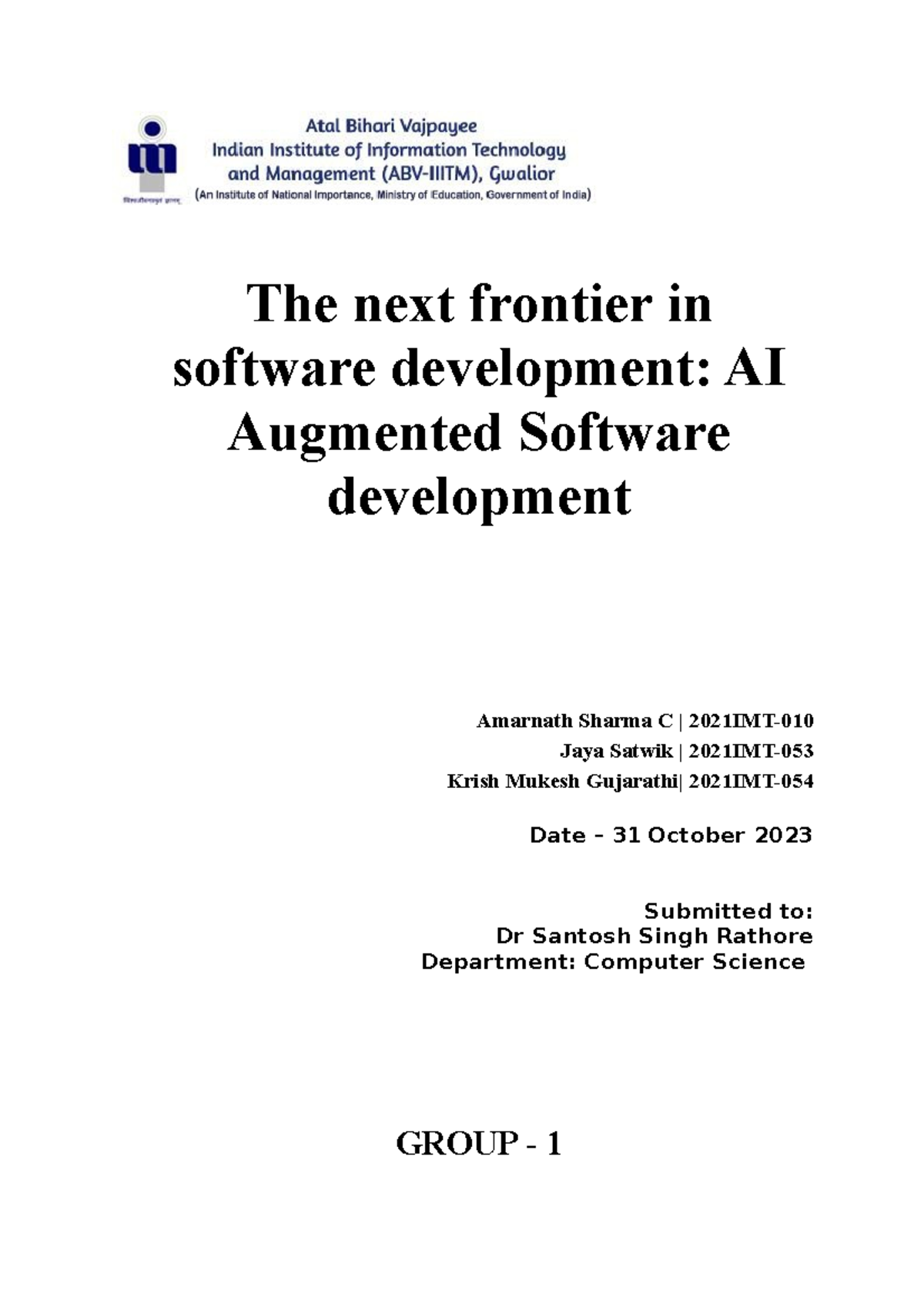 SE Report group 1 - nice - The next frontier in software development ...