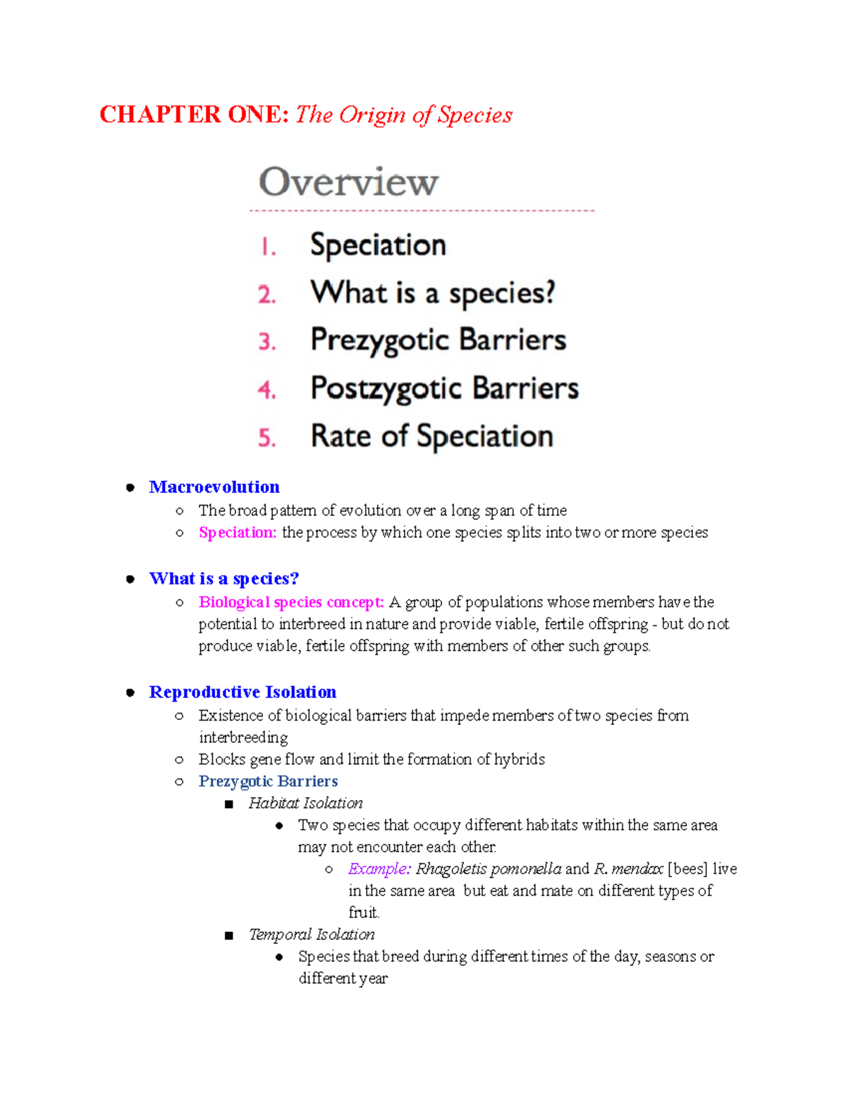 Bio 182 Chapter 24 Origin - CHAPTER ONE: The Origin Of Species ...