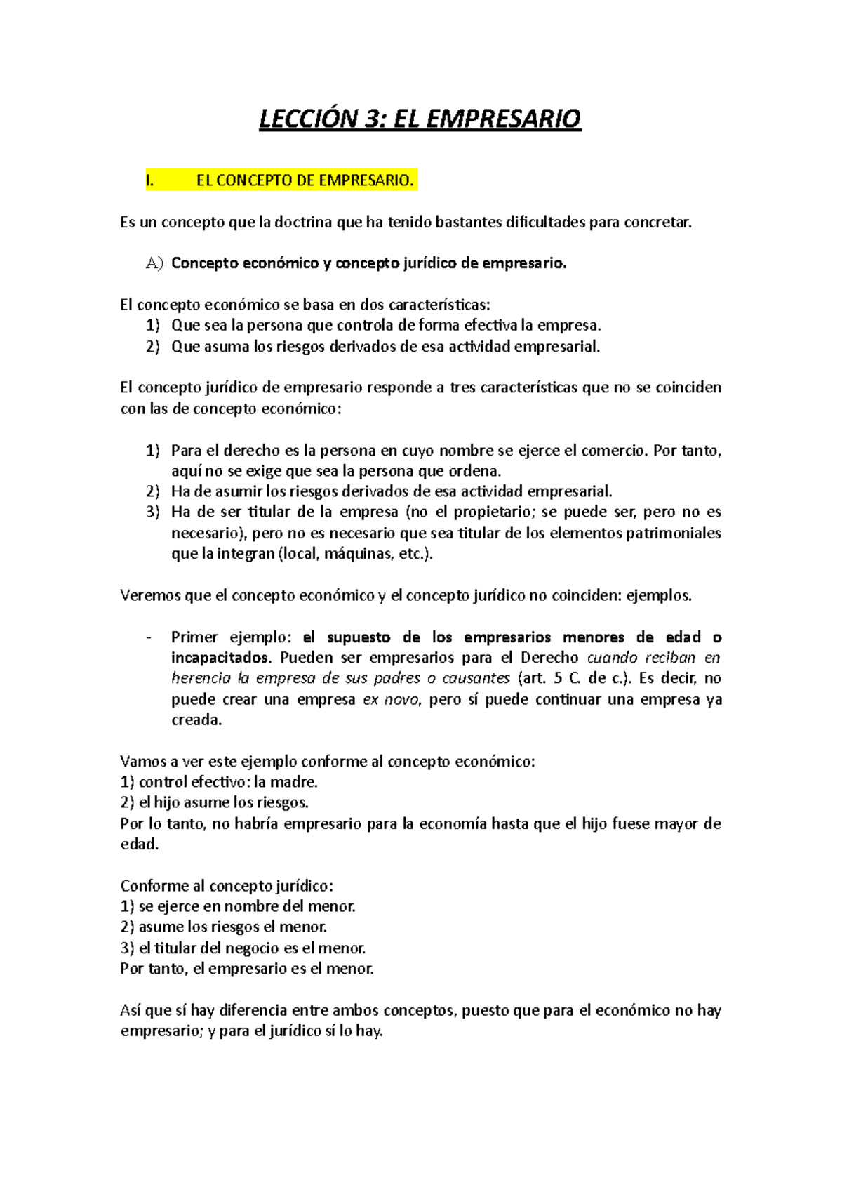 TEMA 3 - Apuntes 3 - LECCIÓN 3: EL EMPRESARIO I. EL CONCEPTO DE ...