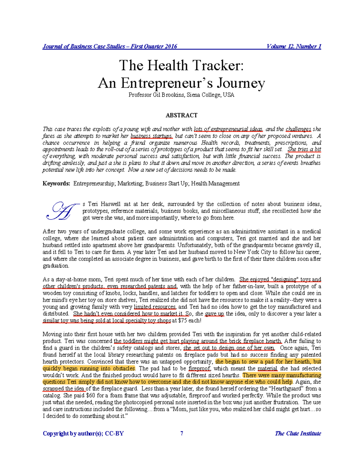 business case study journals