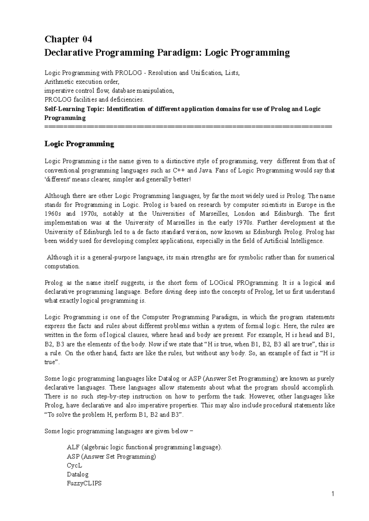 Chapter 04 PCPF - Notes - Chapter 04 Declarative Programming Paradigm ...