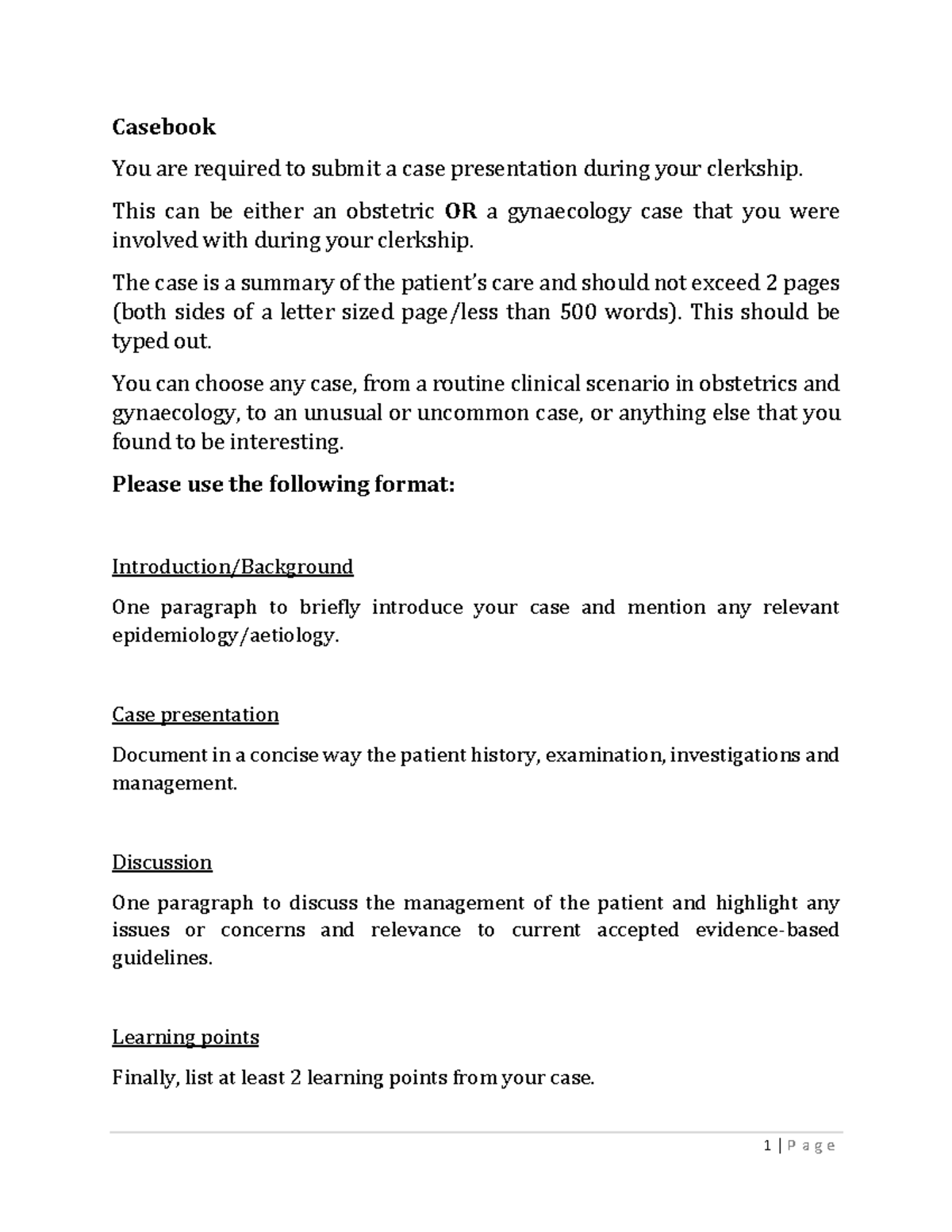 Casebook - Casebook You are required to submit a case presentation ...