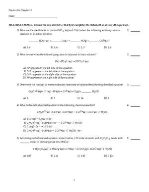 CHM262Exam1PracticeProblems - CHM 262 Exam 1 Spring 2018 Name (Please ...