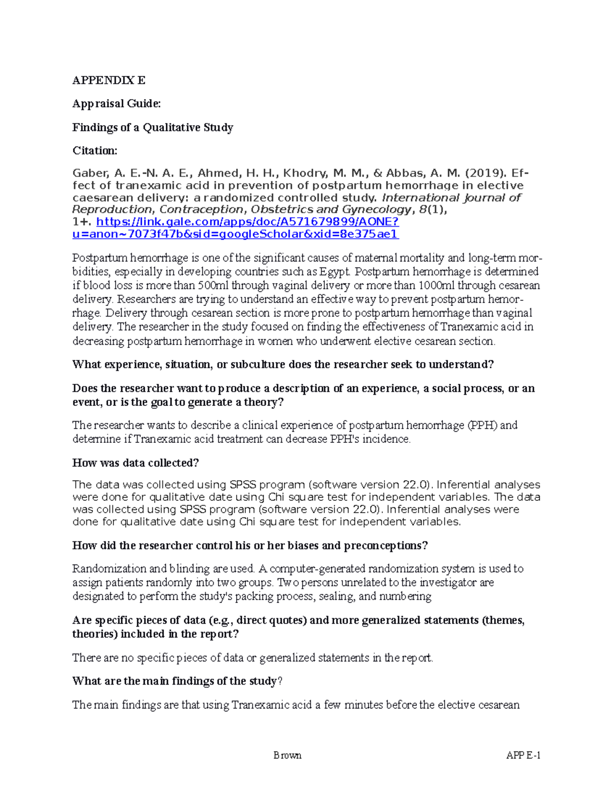 KF NUR5367 Appraisal E 1 - APPENDIX E Appraisal Guide: Findings of a ...