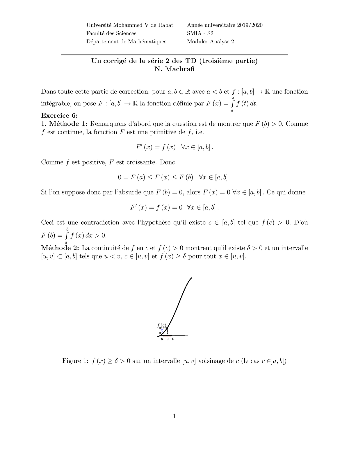 Corrigé SMIA S2 Analyse 2 2-3 - Universit ́e Mohammed V De Rabat Ann ...