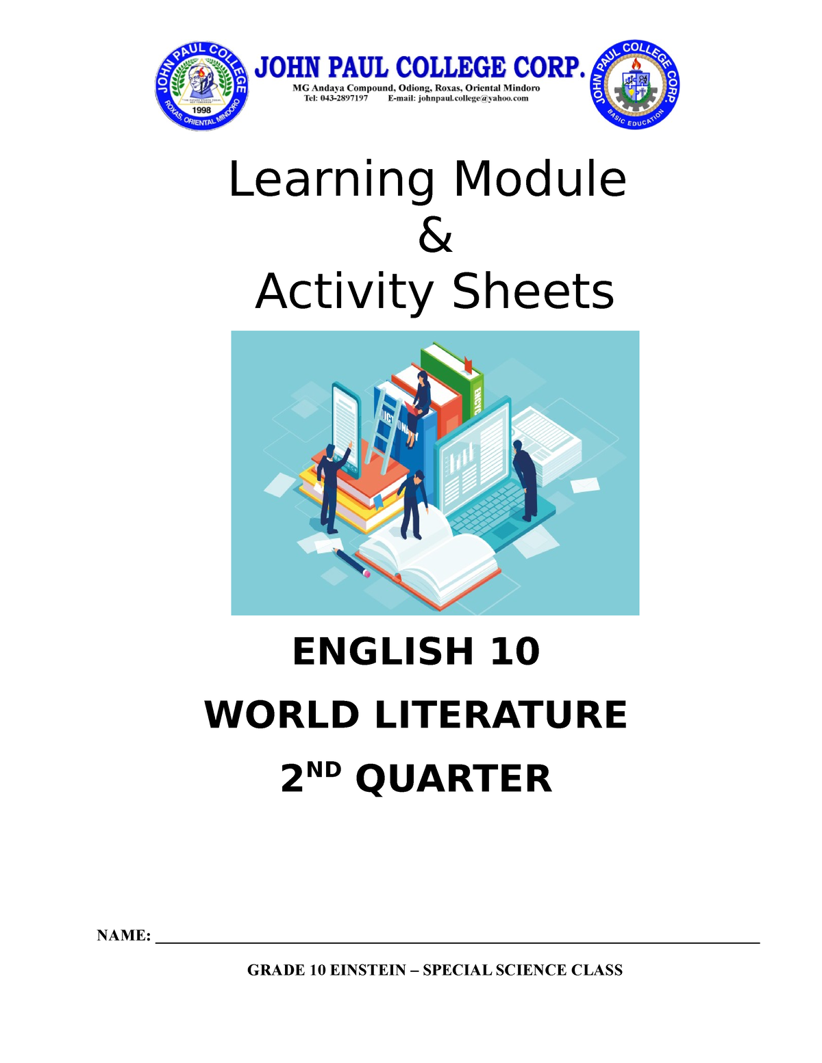 English Module 2nd Quarter - Regular - Learning Module & Activity Sheets NAME: - Studocu