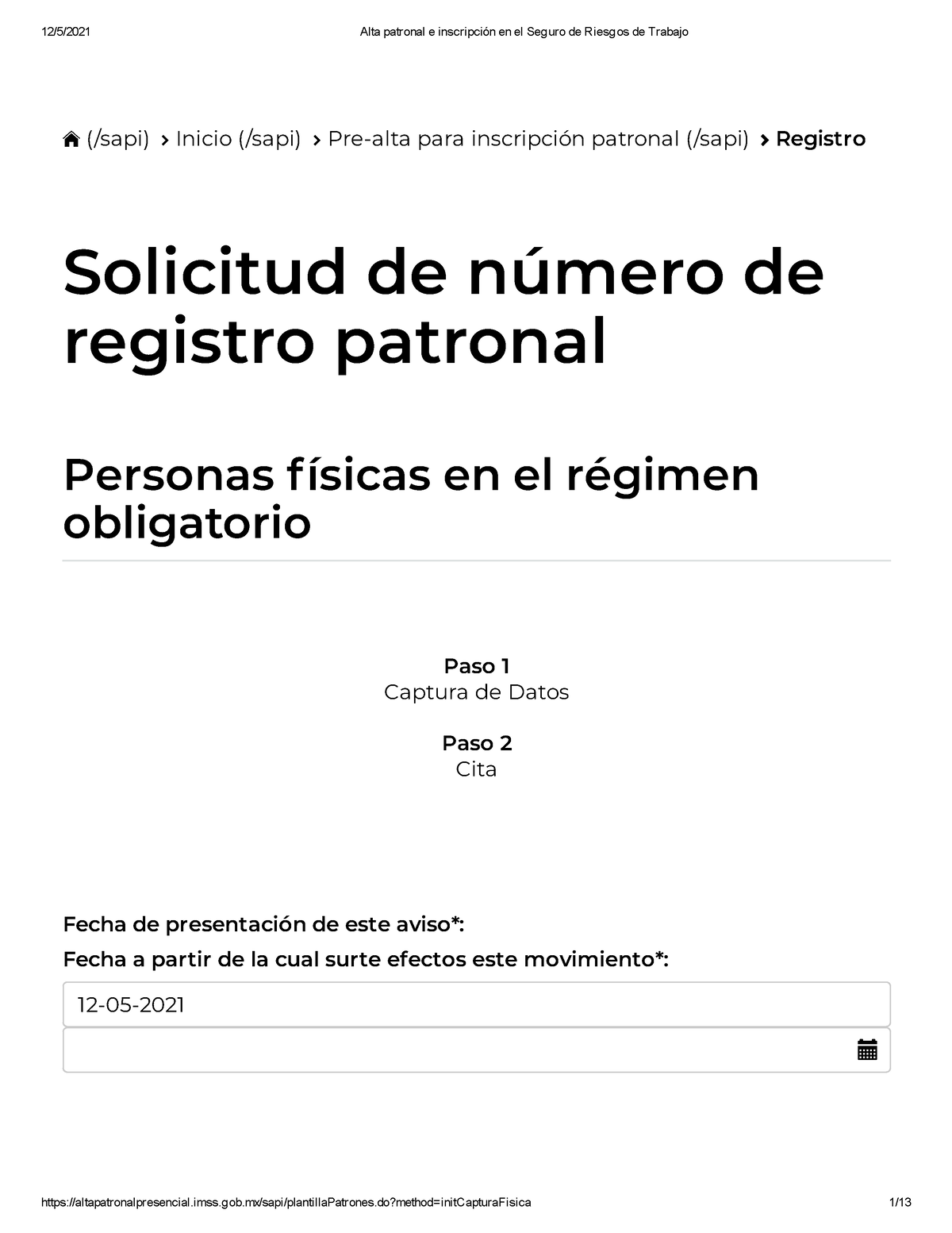 Alta Patronal E Inscripción En El Seguro De Riesgos De Trabajo - Paso 1 ...