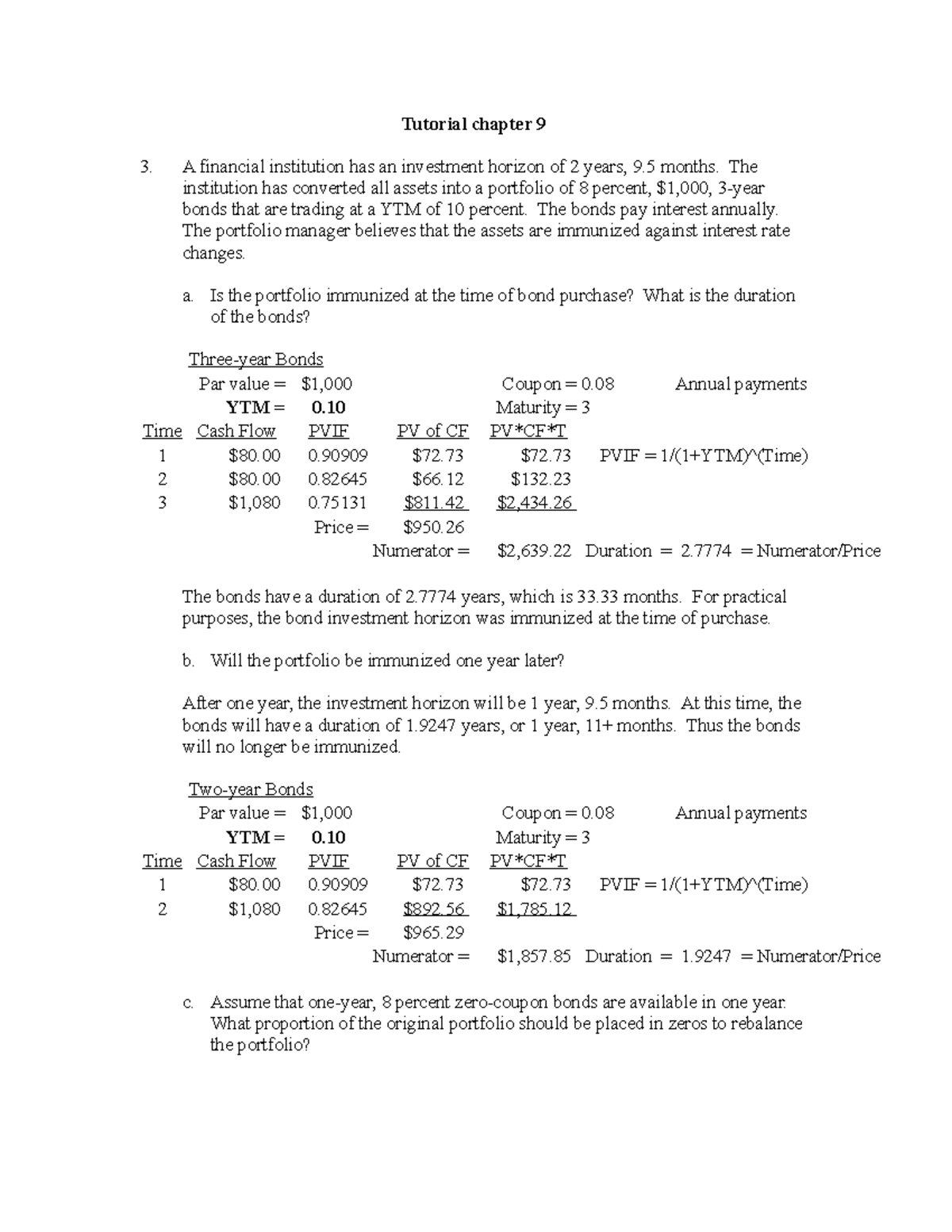 Tutorial+chapter+9 solution - Tutorial chapter 9 A financial ...