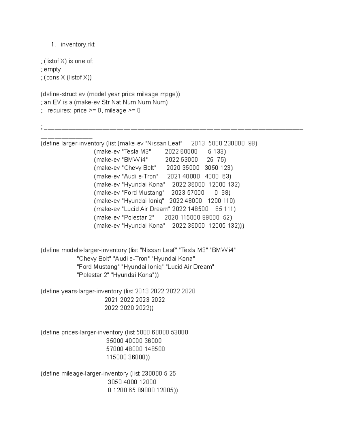 A06 - A05-A09 Assignment solutions F2022 - inventory ;;(listof X) is ...