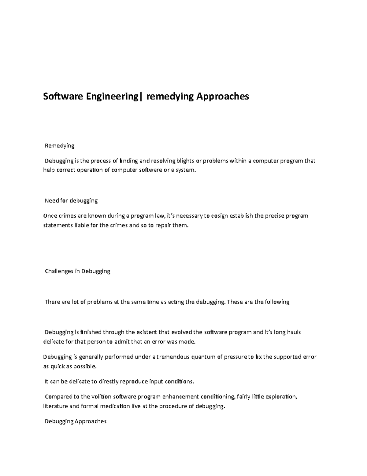 Software Engineering remedying Approaches - Software Engineering ...