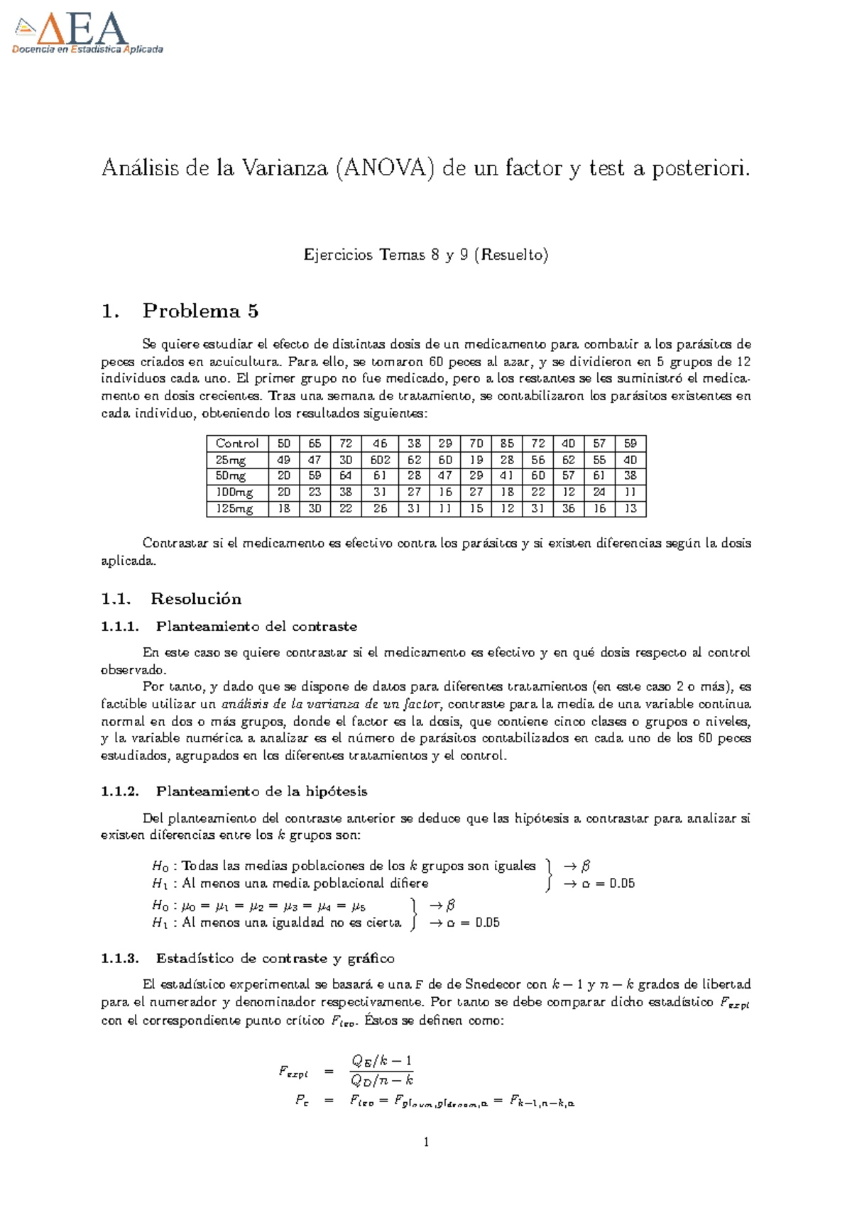 Anova-resuelto - Estudio De Tiempo - An ́alisis De La Varianza (ANOVA ...