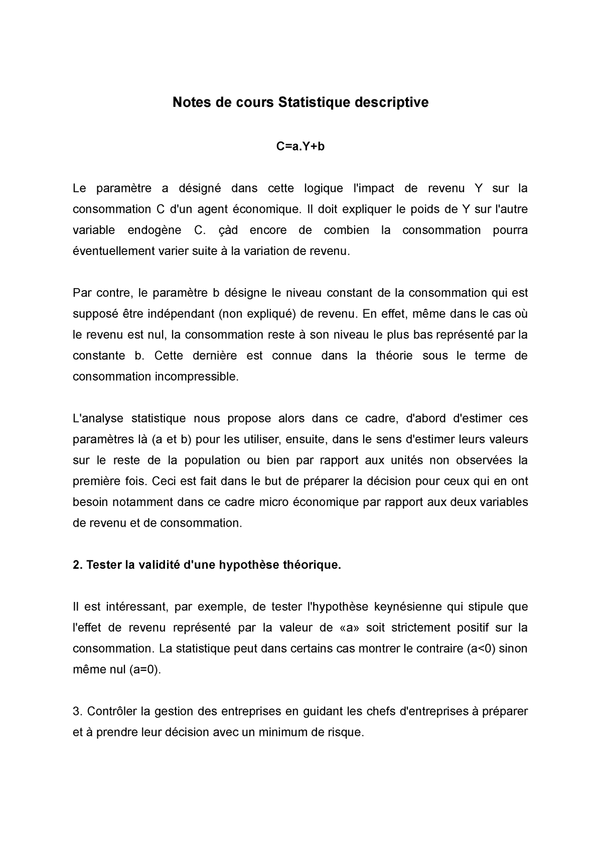 Notes De Cours Statistique Descriptive - Notes De Cours Statistique ...