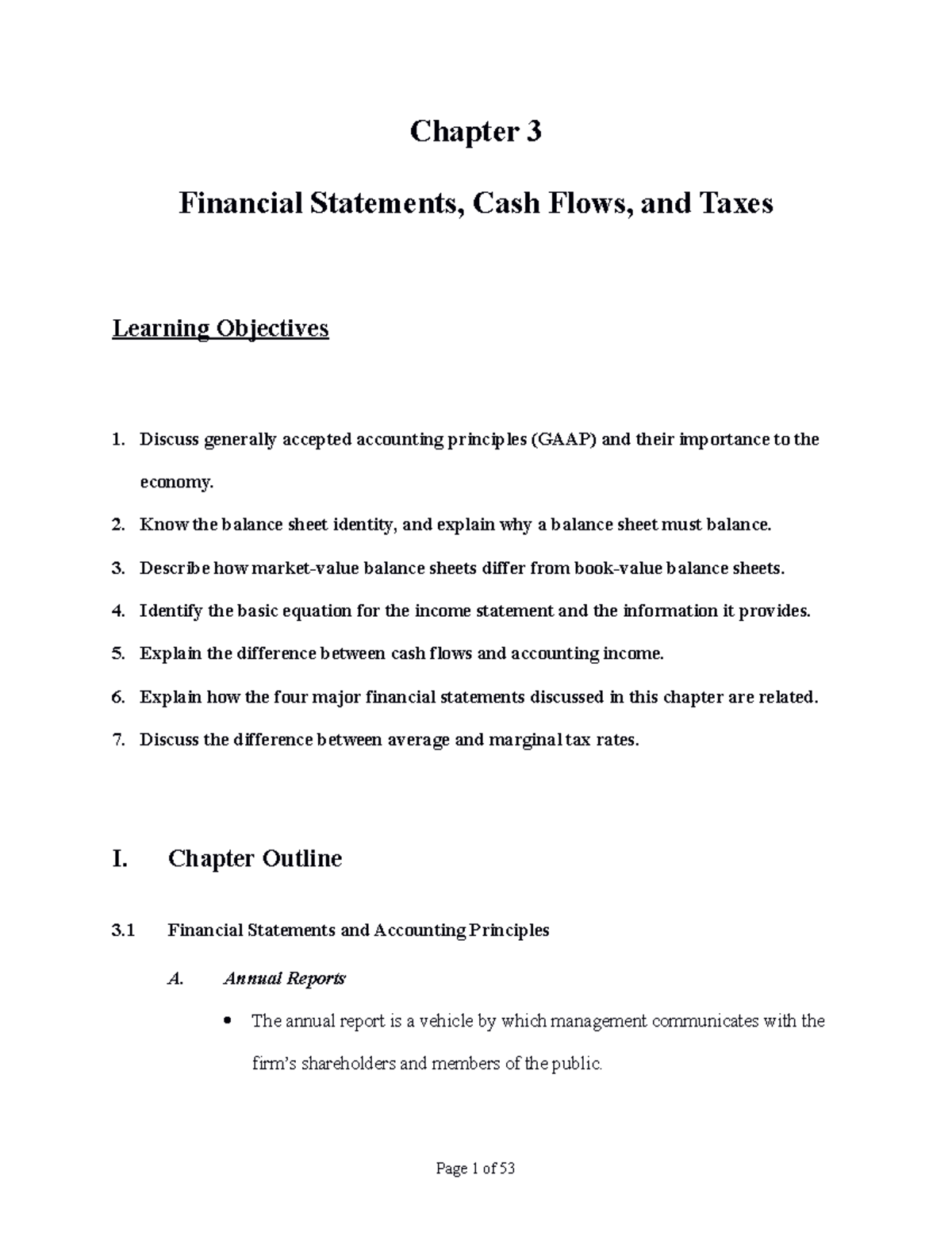 Ch03 - Ratio - Chapter 3 Financial Statements, Cash Flows, and Taxes ...