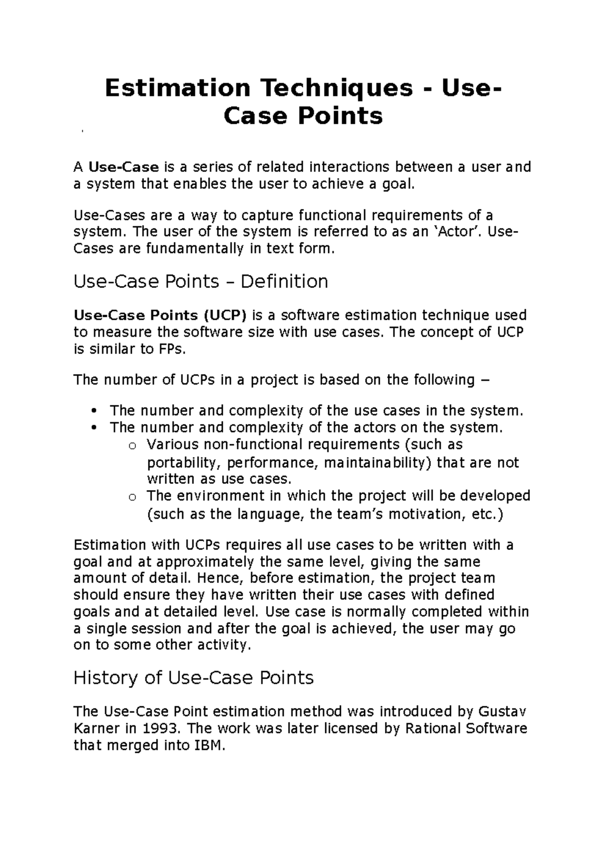 Usecasepoints Use case points Estimation Techniques Use Case