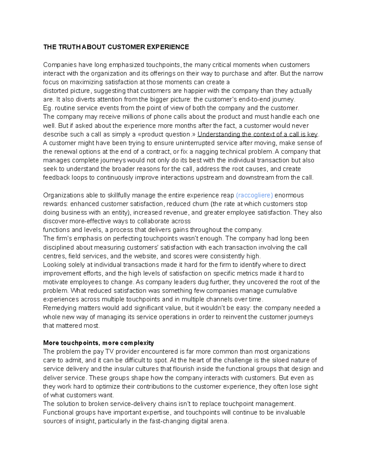 THE Truth About Customer Experience THE TRUTH ABOUT CUSTOMER