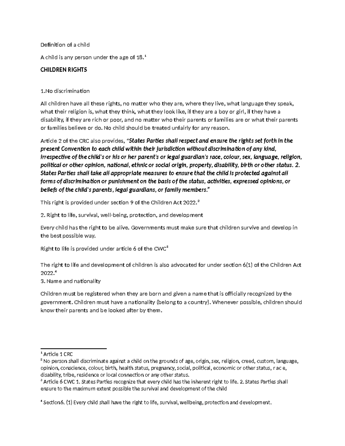 1-7 Children rights - Definition of a child A child is any person under ...