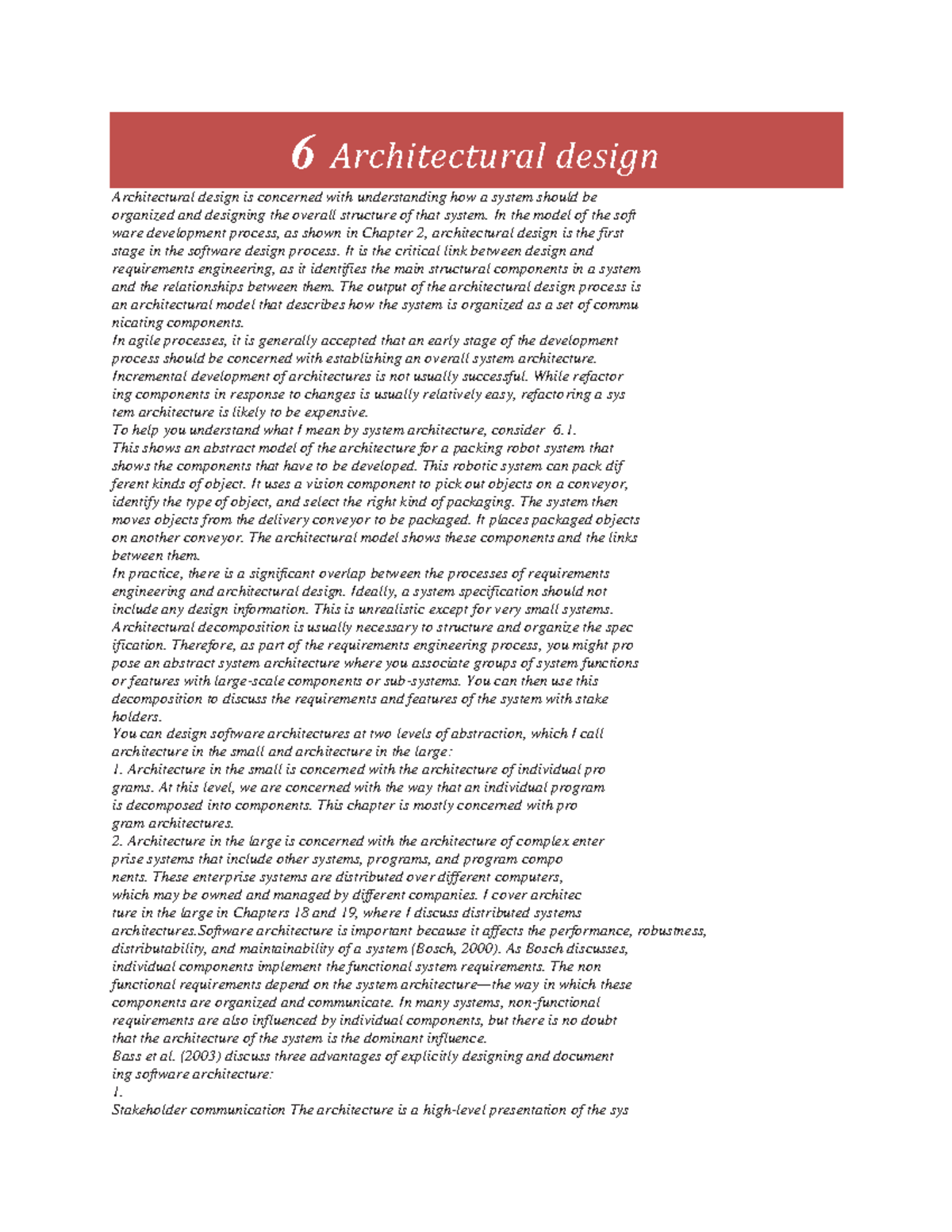 6 Architectural design - 6 Architectural design Architectural design is ...